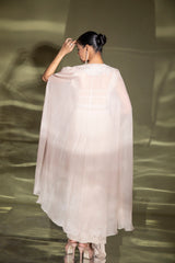 Astrea embroidered corset with drape skirt and cape
