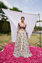 VIOLET AFRICAN FLORAL LEHENGA SET