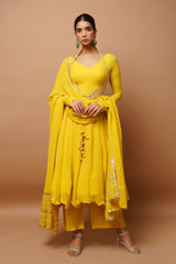 YELLOW ANARKALI SUIT SET