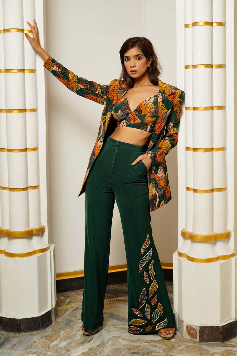 LEAF PRINT 3 PIECE SUIT SET