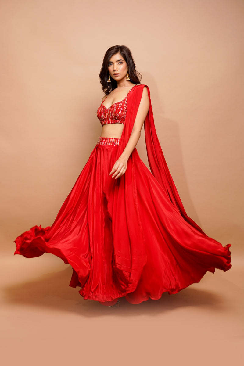 RED LEHENGA SET