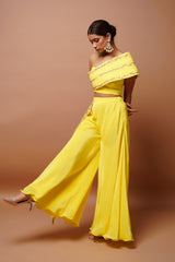 BRIGHT YELLOW INDO WESTERN SET