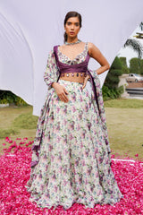 VIOLET AFRICAN FLORAL LEHENGA SET