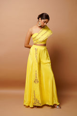 BRIGHT YELLOW INDO WESTERN SET