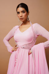 BABY PINK ANARKALI SUIT SET