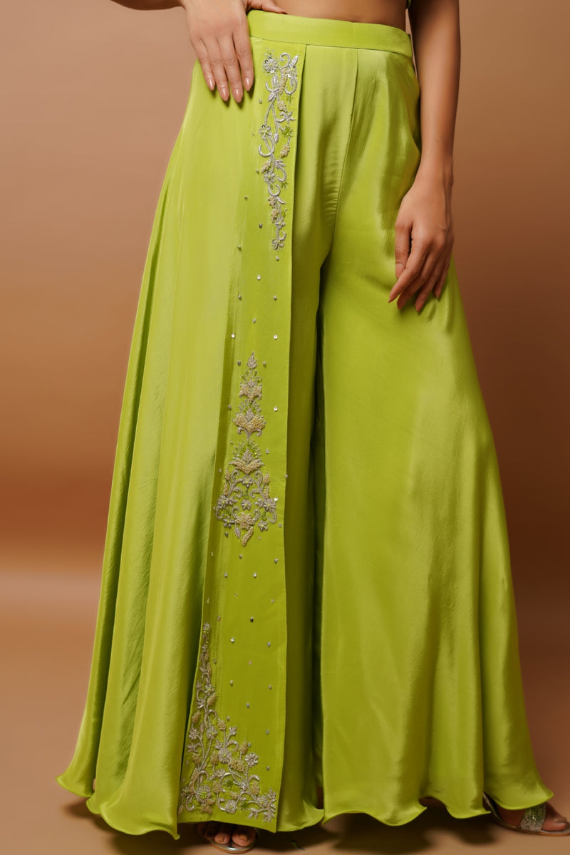  BRIGHT GREEN INDO WESTERN SET