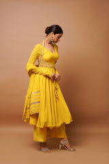 YELLOW ANARKALI SUIT SET