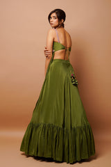 MEHNDI GREEN INDO WESTERN SET