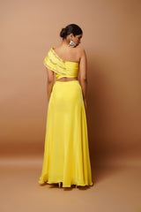 BRIGHT YELLOW INDO WESTERN SET