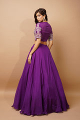 DARK PURPLE ORGANZA INDO LEHENGA SET