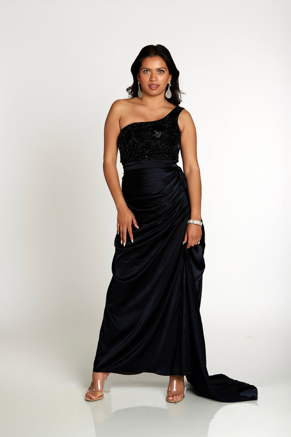 Nia Black Embroidered Gown | Ready to Ship