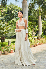 Kaeya- Off White Embroidered Chikankari Lehenga Set