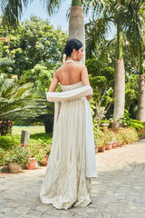 Kaeya- Off White Embroidered Chikankari Lehenga Set