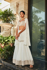 Karvi- White Embroidered Sharara Set