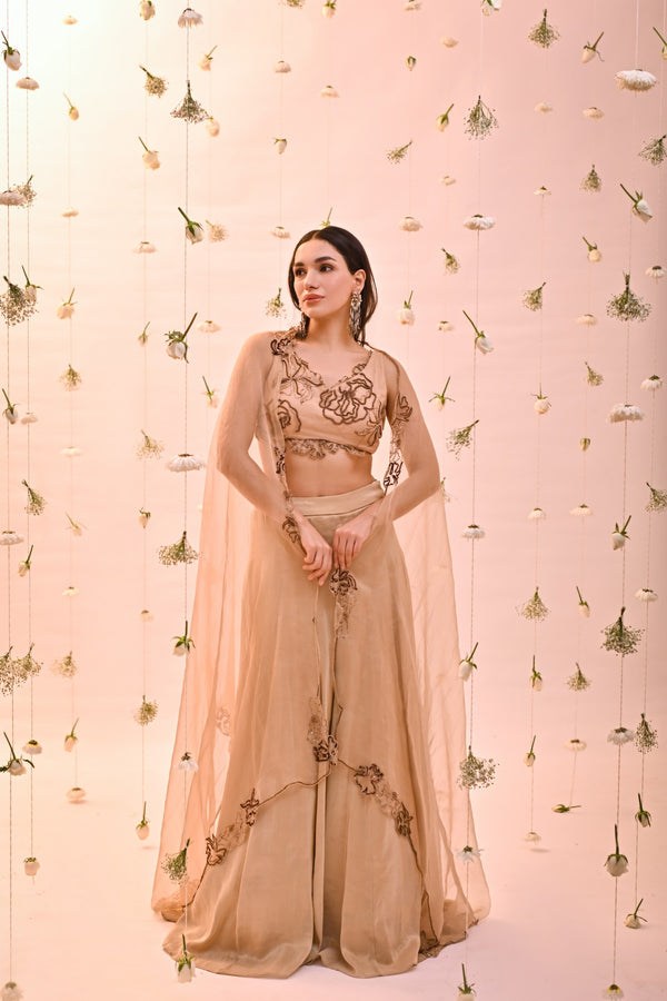 Golden Tissue Lehenga