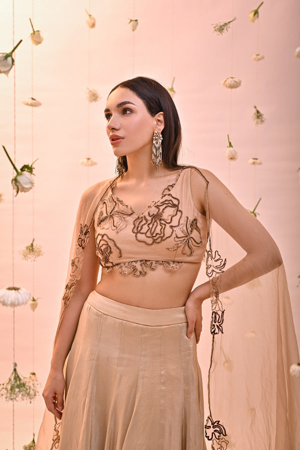 Golden Tissue Lehenga