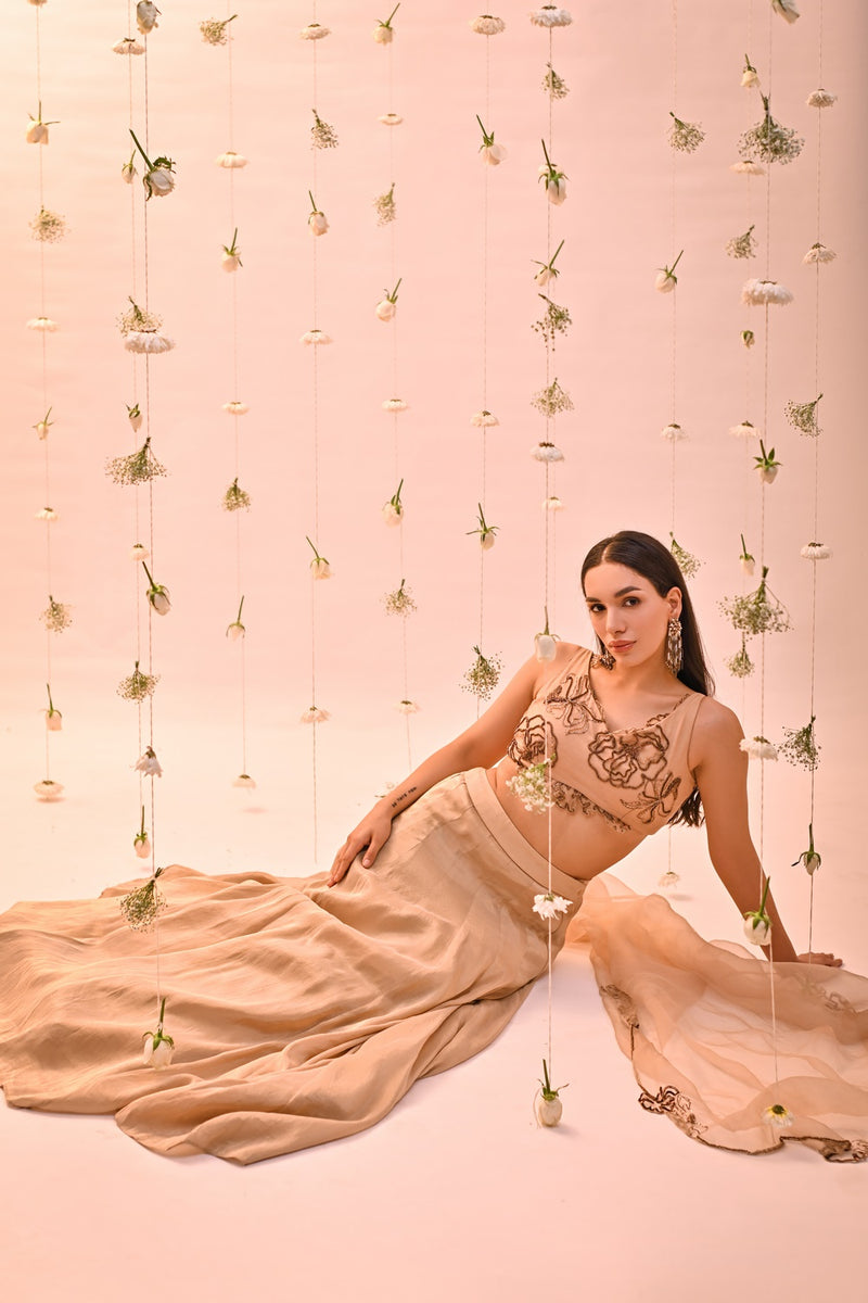 Golden Tissue Lehenga