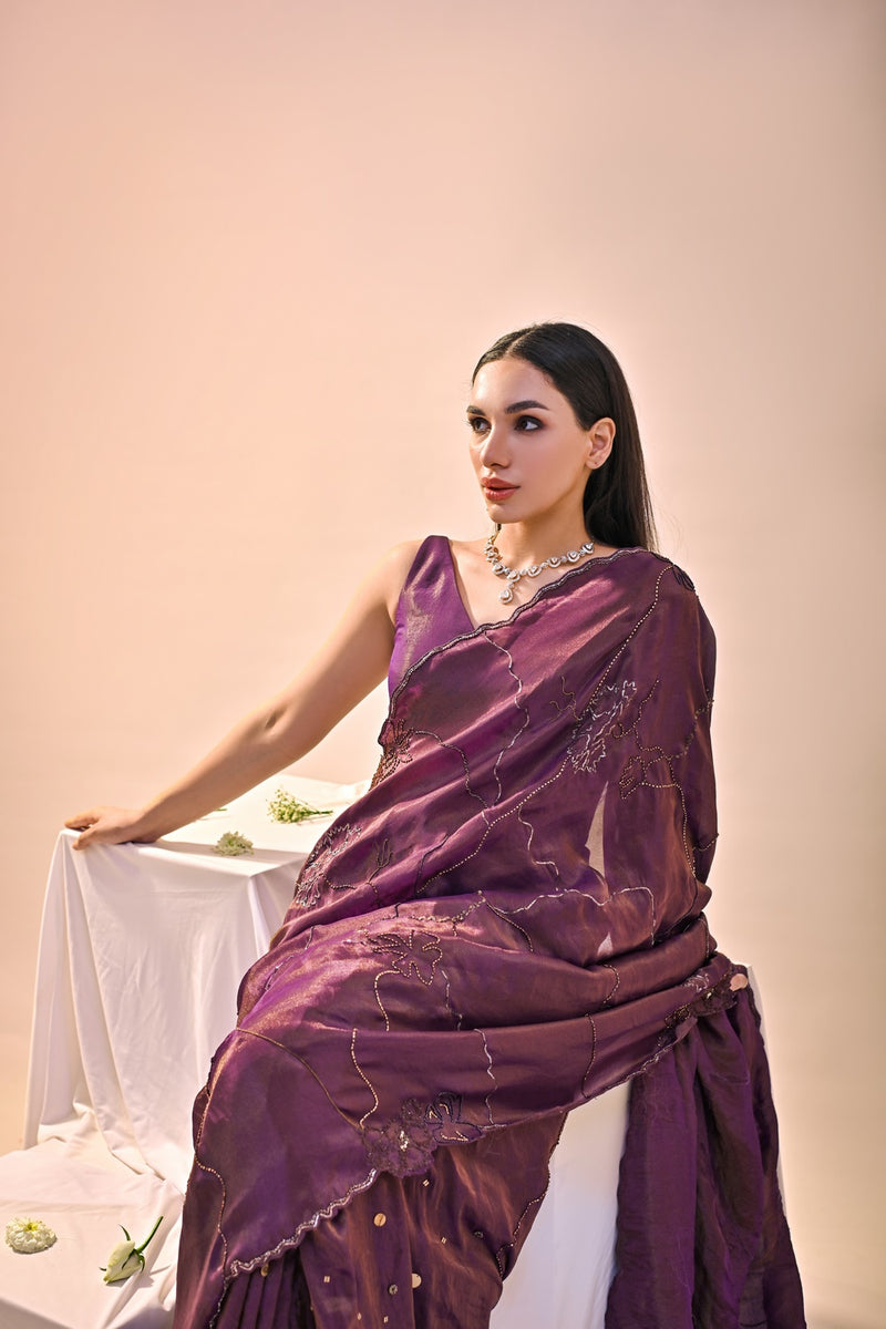 Purple Tissue Saree