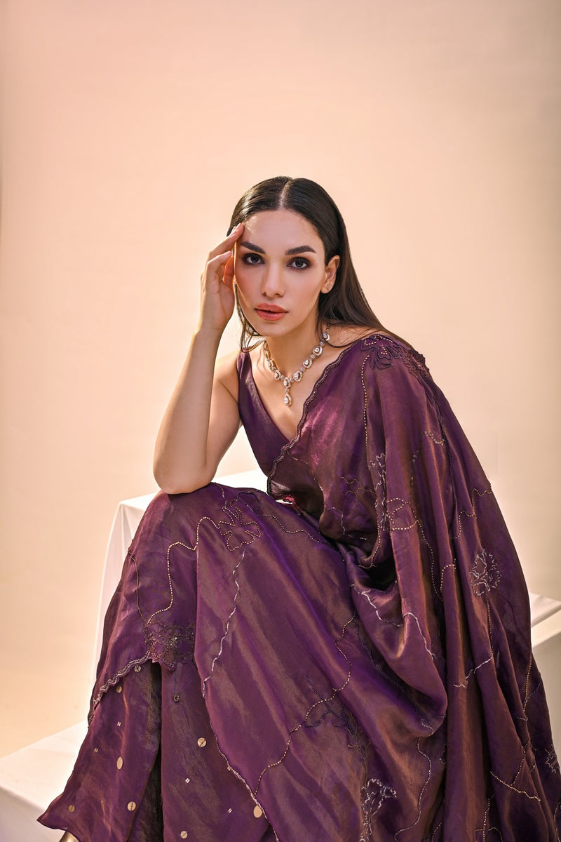 Purple Tissue Saree