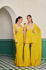 SUNEHRA PEPLUM SHARARA SET