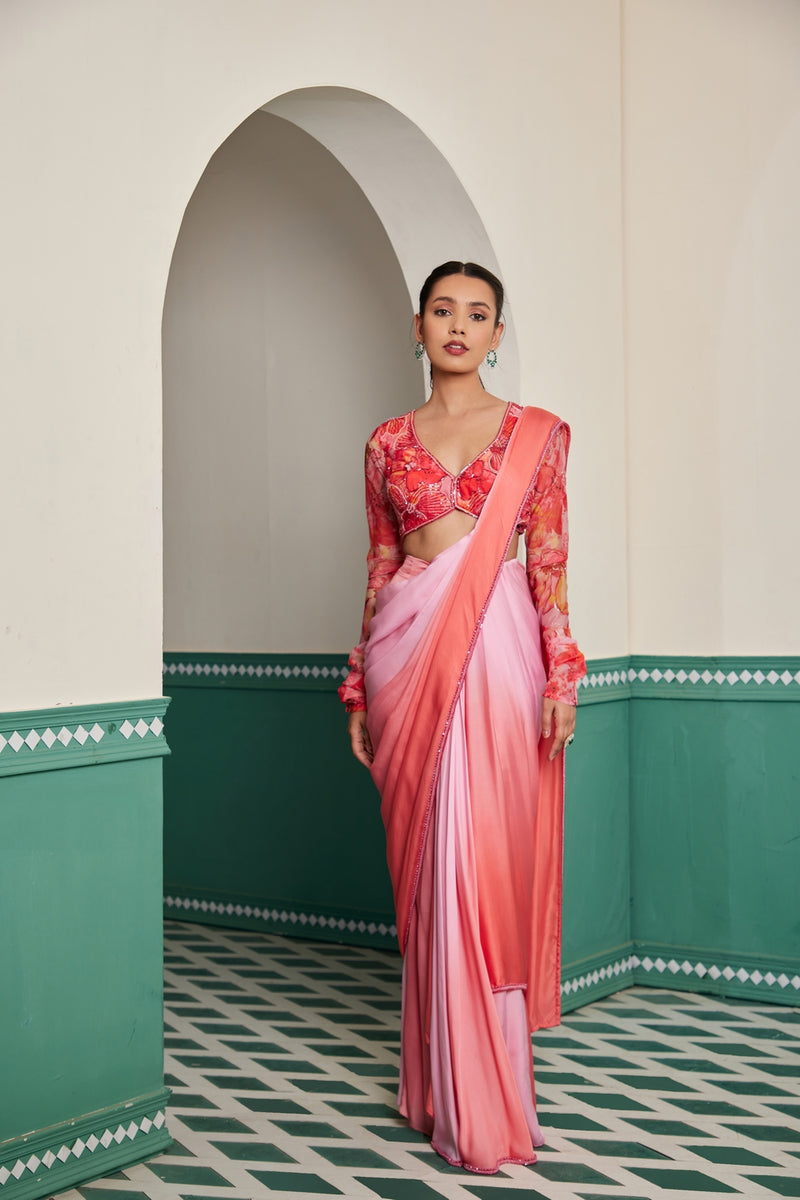 GULERA STITCHED SAREE SET