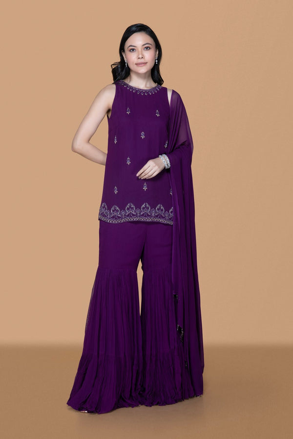 Purple Gharara Set
