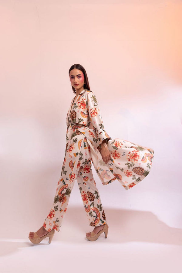 Parc Floral De Paris Trench Coat Pant Set