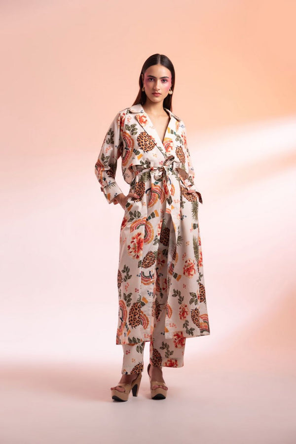 Parc Floral De Paris Trench Coat Pant Set