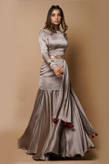 GOLDEN GREY DRESS LEHENGA SET