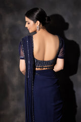 Midnight Blue Drape Sari