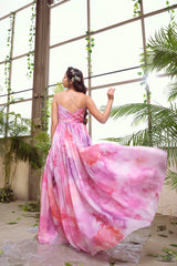 Lavender and Pink Habutai Silk Gown