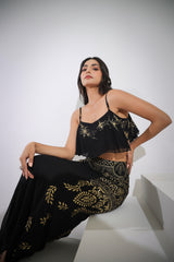 Haseena kohl  black top skirt set