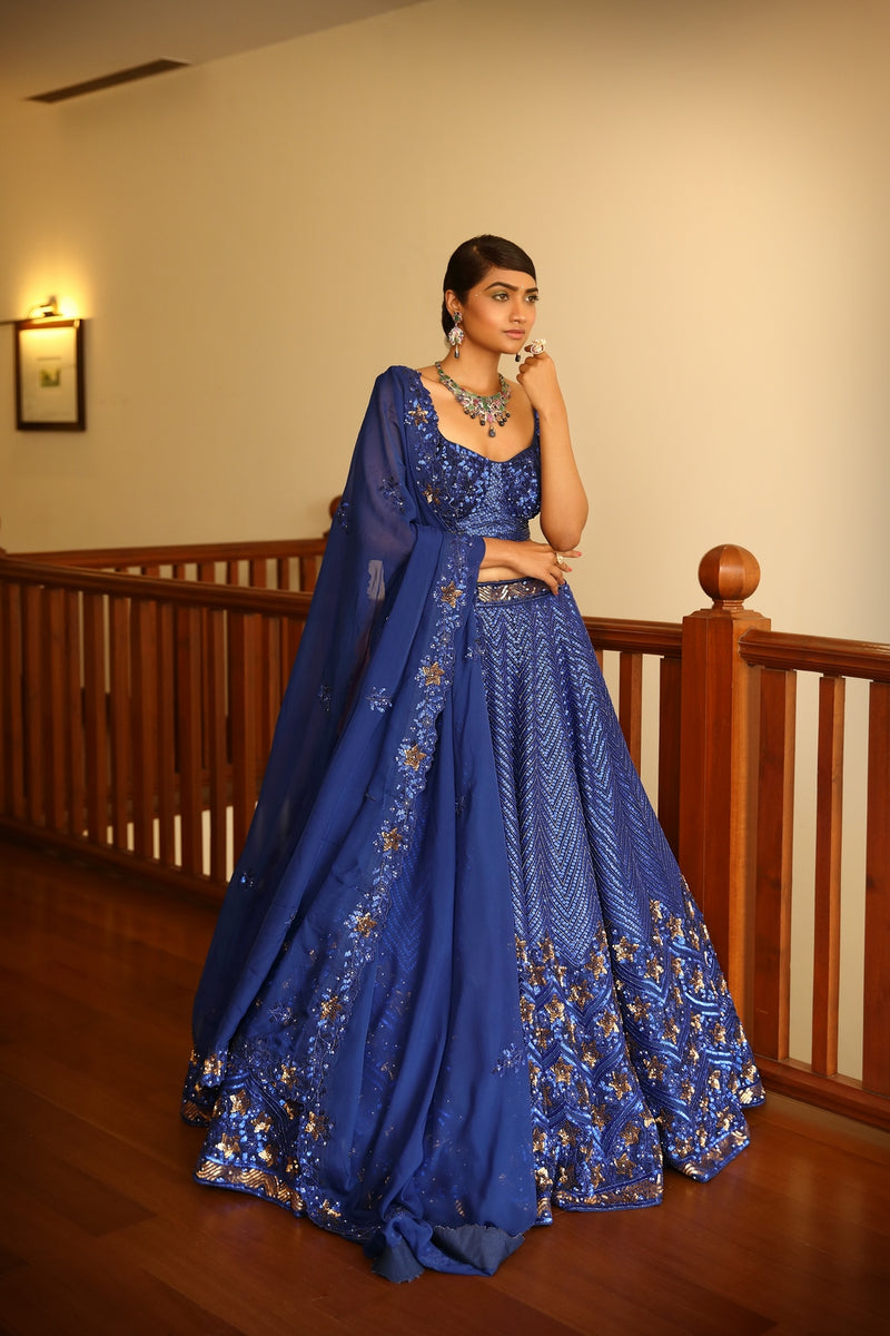 Erum blue lehenga set