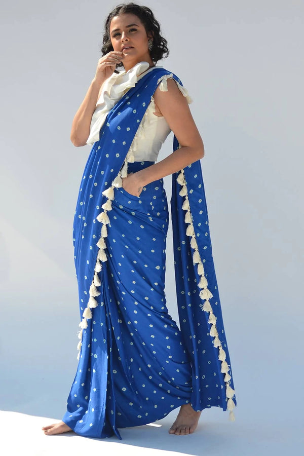 Pre-draped Saree with Bow Top