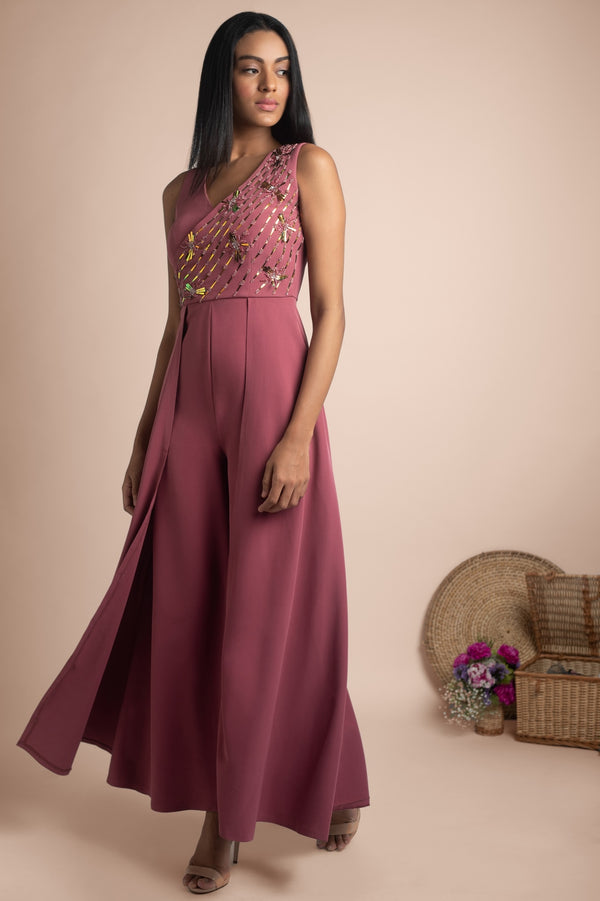 ROSE PINK JUMPSUIT GOWN