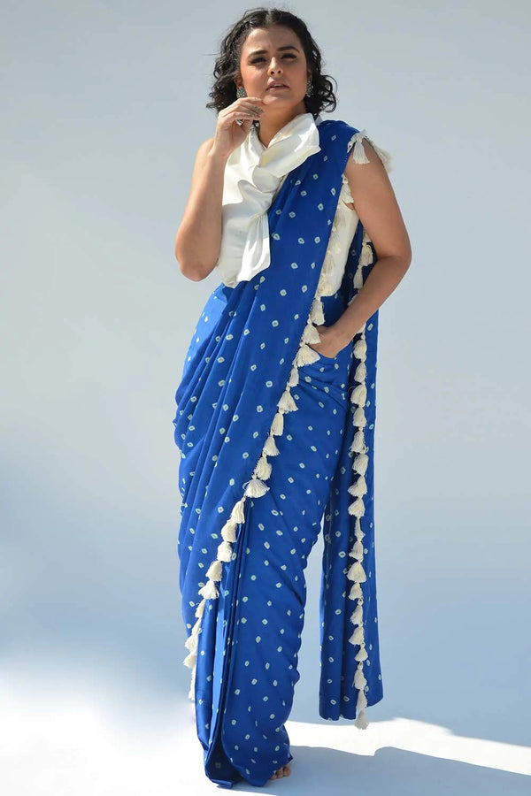 Pre-draped Saree with Bow Top