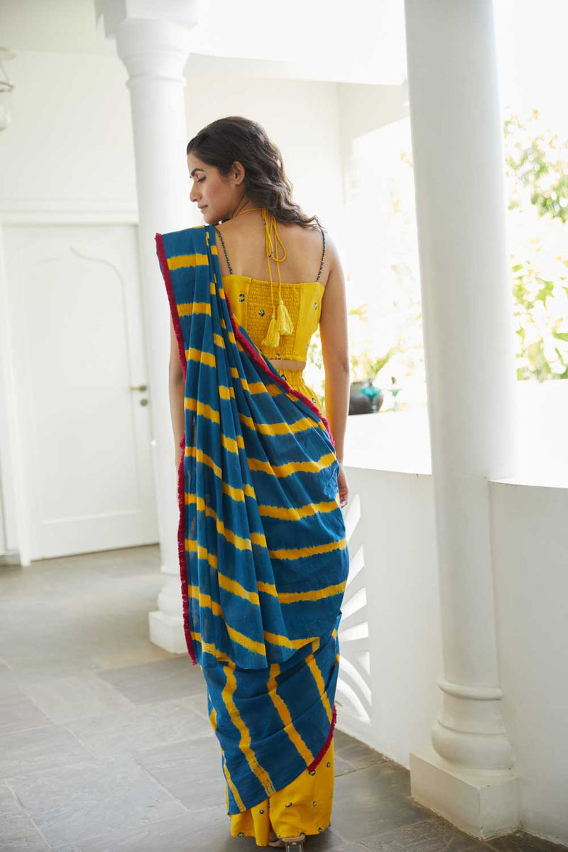 Yellow Pre-Draped Sari