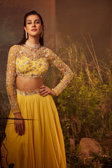 APHRODITE Embroidered blouse with embroidered dupatta lehenga