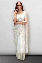 Off White Drape Sari