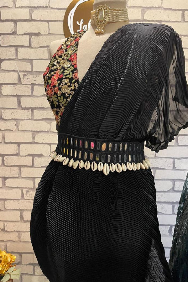 Black Drape Sari | Ready to Ship