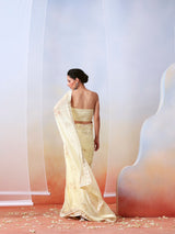 Off white printed and embroidered saree set.