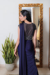 Midnight Blue Sari Gown