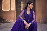 Bright purple jacket and dhoti set