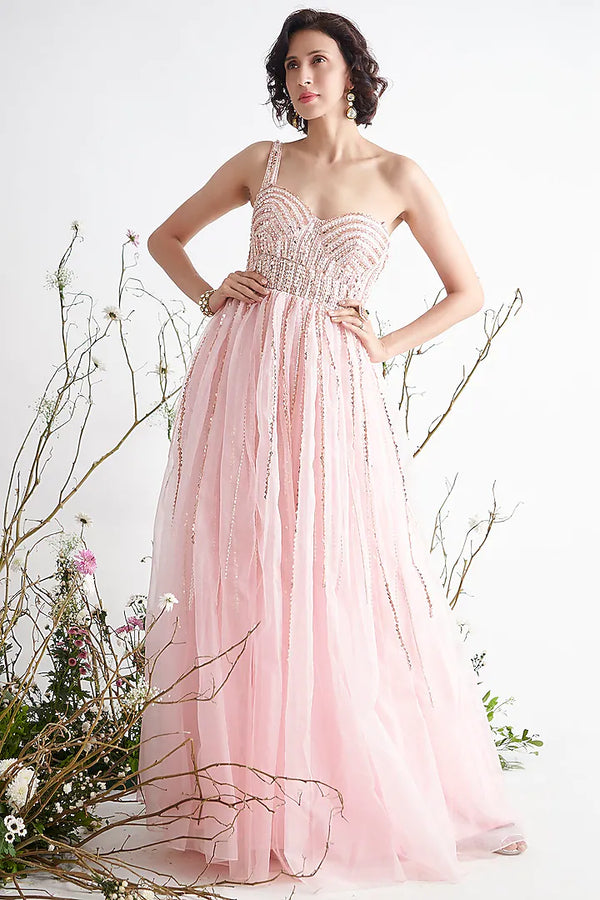 Rose Pink Embroidered Gown