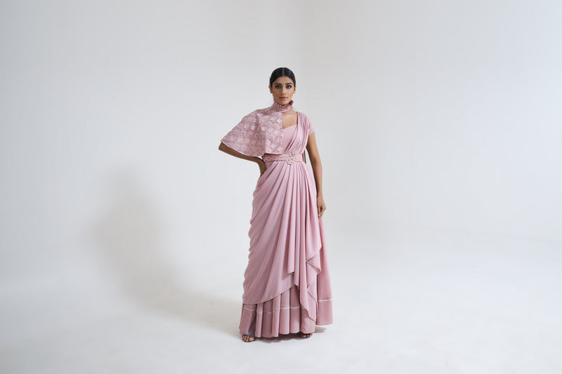PINK DRAPED GOWN