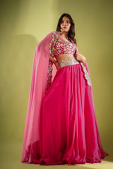 Haseena pankhi gota lehenga cape set in rouge pink