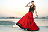 Ameera Dandy Top With Love Red Umbrella Skirt Set