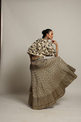 Lissome faded ivory blouse & Cape with Comely lehenga
