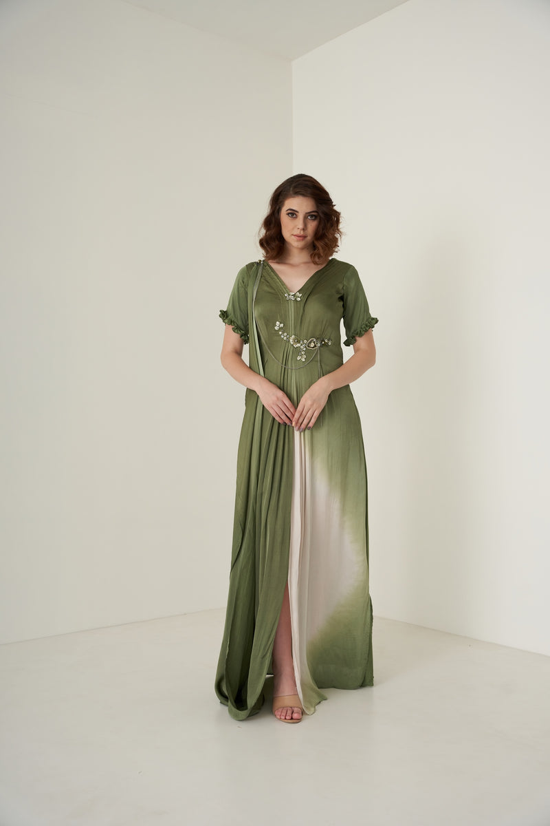 OLIVE SHADED GOWN