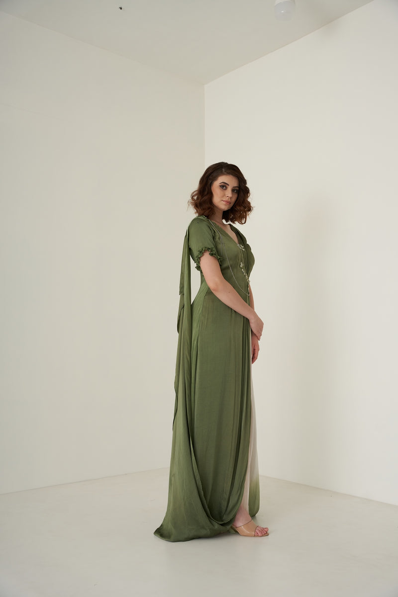 OLIVE SHADED GOWN